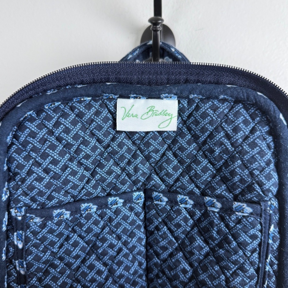 Vera Bradley Mini Backpack Navy Blue Quilted Floral Cotton Adjustable Straps - Picture 3 of 15